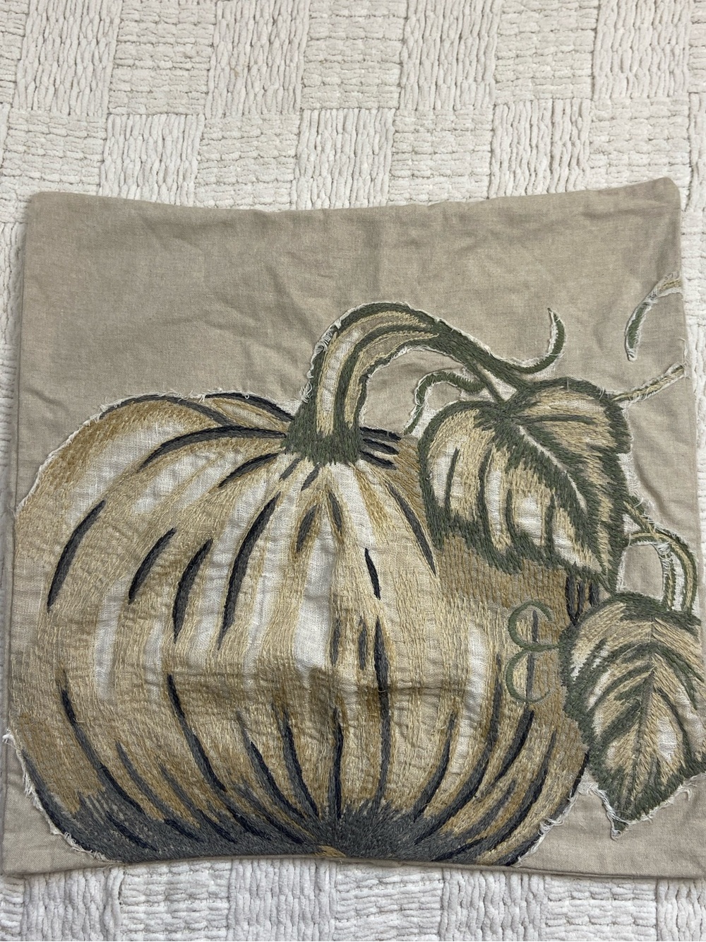 Pottery Barn Pumpkin Patch Crewel Embroidered Pillow Cover